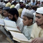 Muslims at a madrasa