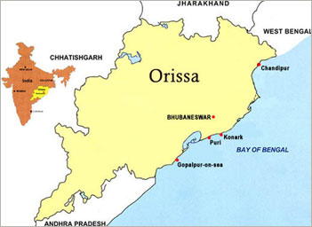 Orissa state map