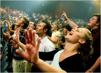 Evangelical Christians worshiping
