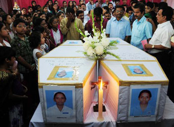 Coffins of Remya Rajan and Vineetha PK
