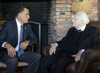 Mitt Romney with Billy Graham