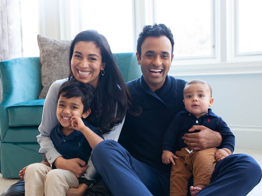 Vivek Ramaswamy with his wife and children.